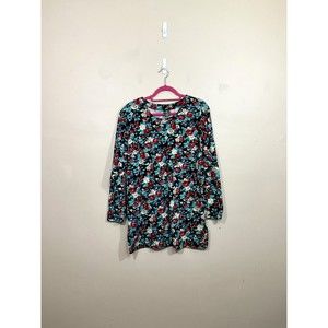 VTG Hunt Club Womens Floral Tunic Shirt L Tall Cottagecore Femme 90s Retro